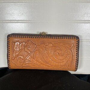 Vintage Hand Tooled, Mexican Wallet, Made in Mexico, Real Leather, Vintage Condi